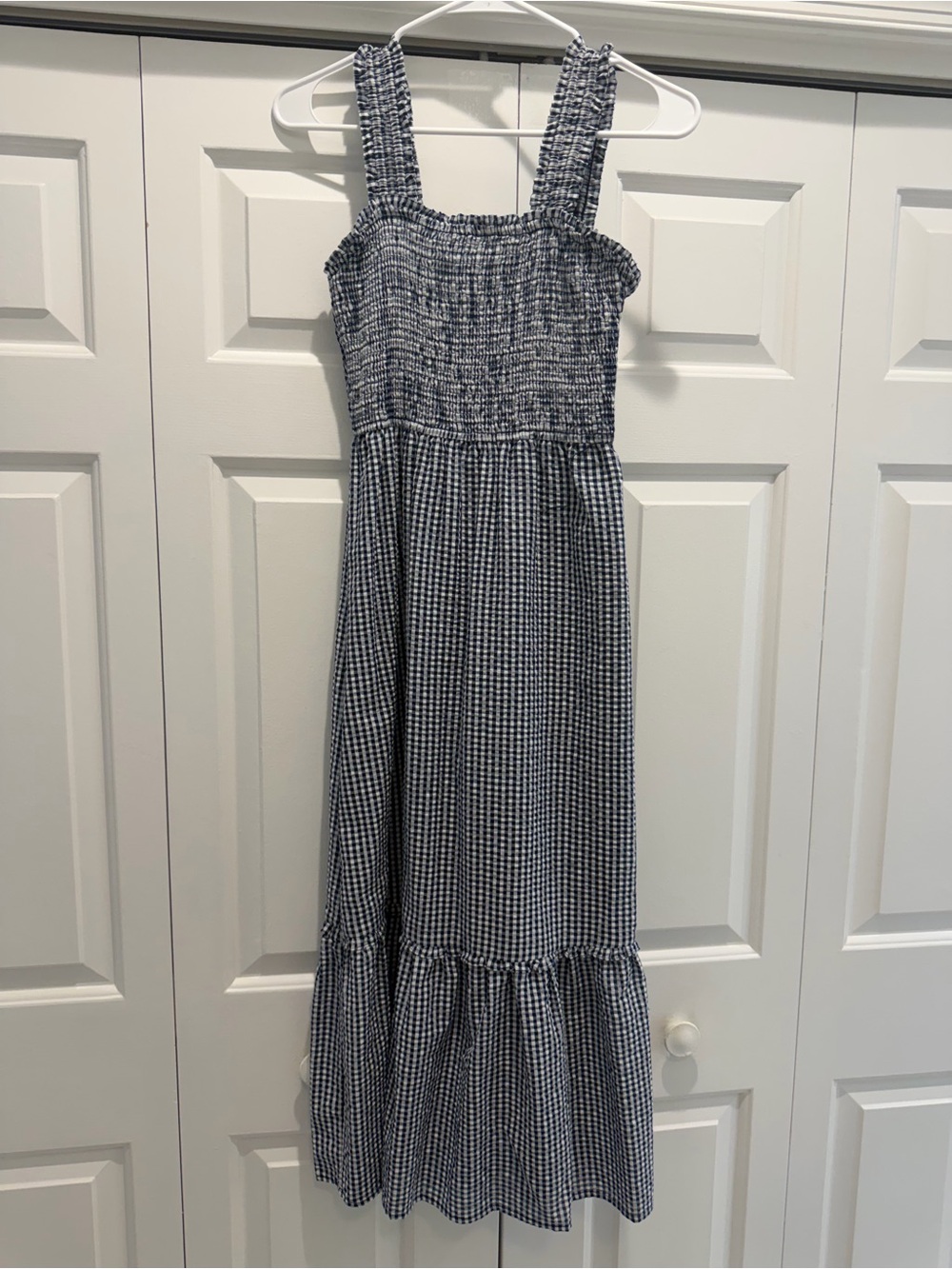 Blue Gingham Smocked Maxi Dress Skies are Blue XS